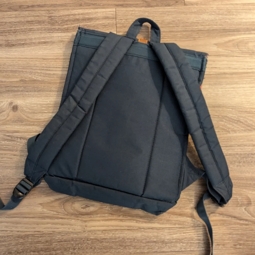 Herschel blue canvas laptop flip top backpack